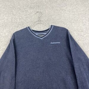 Vintage‎ Y2K Abercrombie Fitch Mens Sweater Blue Heavy Knit XL Preppy Accents